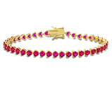 12.30 Carat (ctw) Lab-Created Ruby Heart-Cut Tennis Bracelet in Yellow Sterling Silver (7.5 Inches)